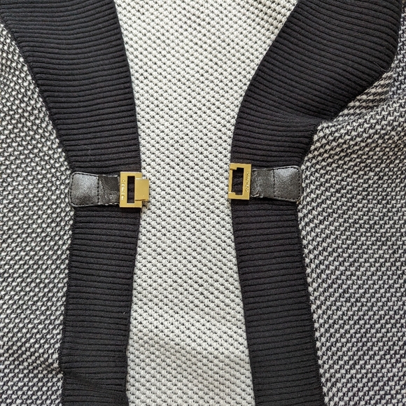 Calvin Klein Womens Black White Short Sleeve Knit Cardigan Sweater Size M - Picture 10 of 15